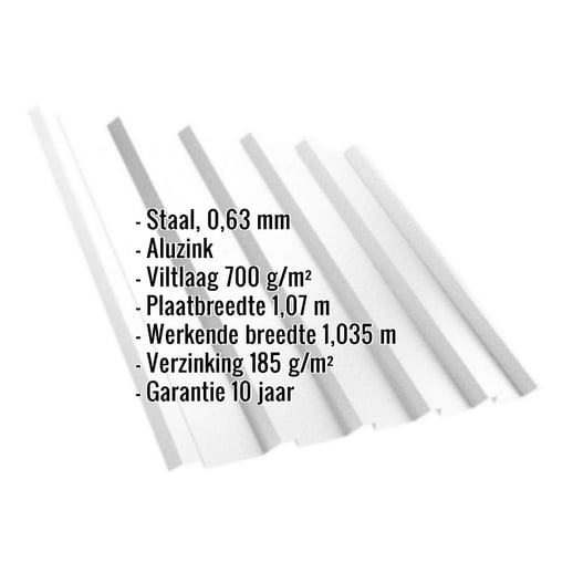 Damwandplaat T35/207M | Dak | Anti-Drup 700 g/m² | Staal 0,63 mm | Aluzink | Zilvergrijs #2