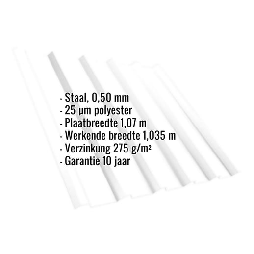 Damwandplaat T35/207M | Dak | Staal 0,50 mm | 25 µm Polyester | 9010 - Zuiverwit #2