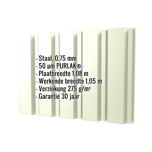 Damwandplaat T35/207M | Gevel | Staal 0,75 mm | 50 µm PURLAK® | 9002 - Grijswit #2