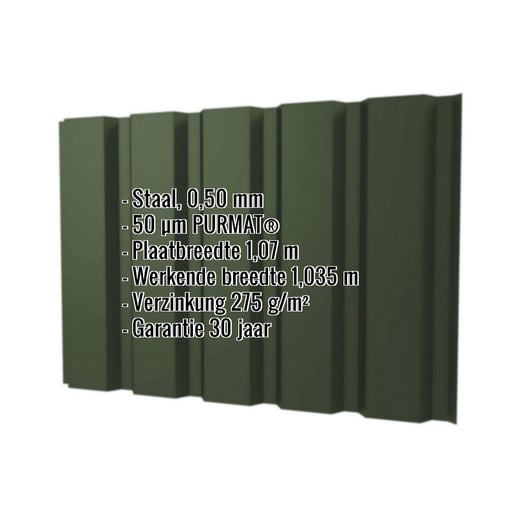 Damwandplaat T35/207M | Gevel | Staal 0,50 mm | 50 µm PURMAT® | 011 - Groen #2