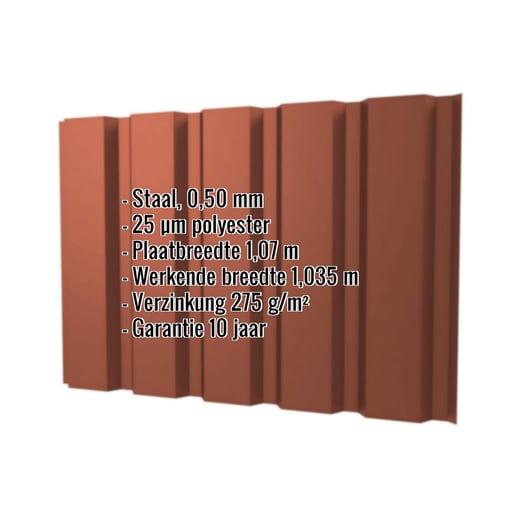 Damwandplaat T35/207M | Gevel | Staal 0,50 mm | 25 µm Polyester | 8004 - Koperbruin #2