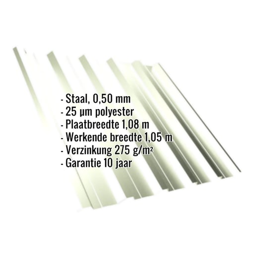 Damwandplaat T35DR | Dak | Staal 0,50 mm | 25 µm Polyester | 9002 - Grijswit #2