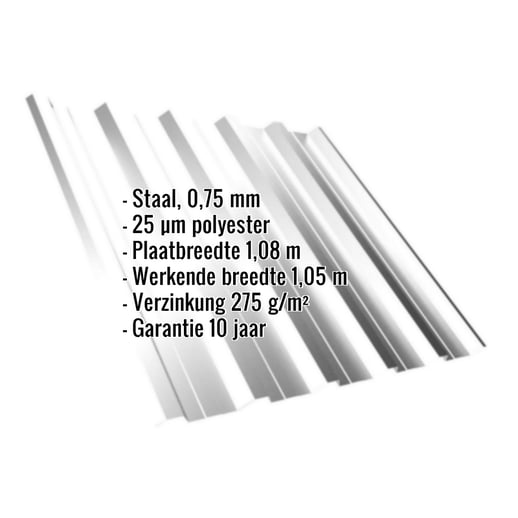 Damwandplaat T35DR | Dak | Staal 0,75 mm | 25 µm Polyester | 7035 - Lichtgrijs #2