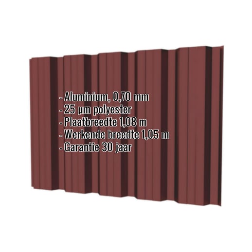 Damwandplaat T35DR | Gevel | Aluminium 0,70 mm | 25 µm Polyester | 8012 - Roodbruin #2