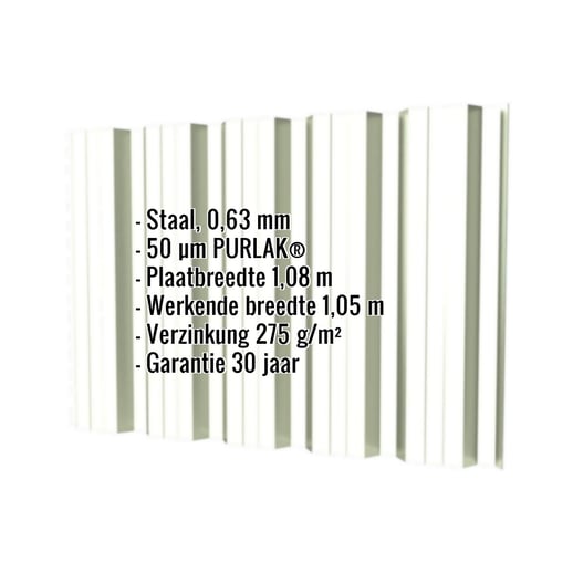 Damwandplaat T35DR | Gevel | Staal 0,63 mm | 50 µm PURLAK® | 9002 - Grijswit #2