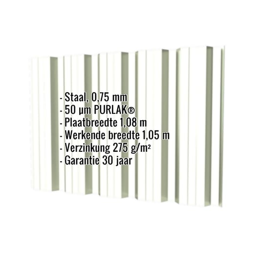 Damwandplaat T35DR | Gevel | Staal 0,75 mm | 50 µm PURLAK® | 9002 - Grijswit #2