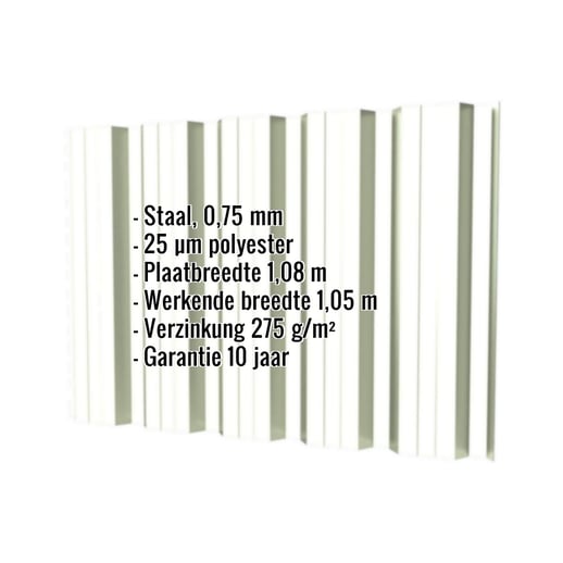 Damwandplaat T35DR | Gevel | Staal 0,75 mm | 25 µm Polyester | 9002 - Grijswit #2