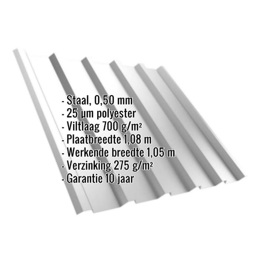 Damwandplaat T35M | Dak | Anti-Drup 700 g/m² | Staal 0,50 mm | 25 µm Polyester | 7035 - Lichtgrijs #2