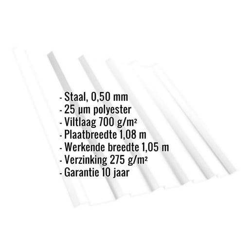 Damwandplaat T35M | Dak | Anti-Drup 700 g/m² | Staal 0,50 mm | 25 µm Polyester | 9010 - Zuiverwit #2