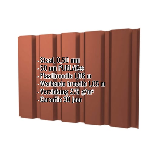 Damwandplaat T35M | Gevel | Staal 0,50 mm | 50 µm PURLAK® | 8004 - Koperbruin #2