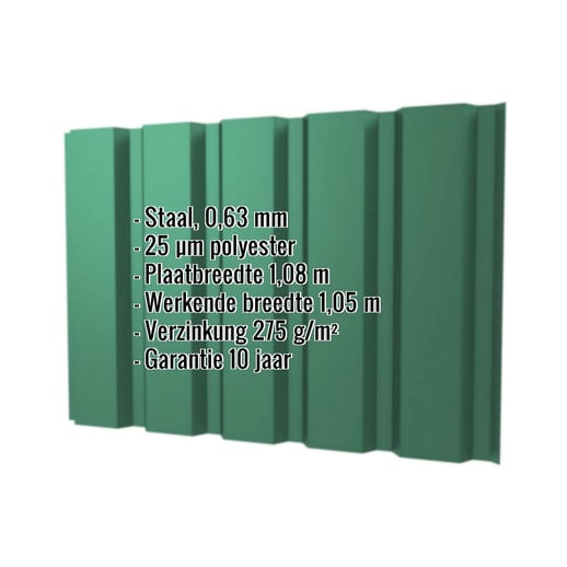 Damwandplaat T35M | Gevel | Staal 0,63 mm | 25 µm Polyester | 6005 - Mosgroen #2