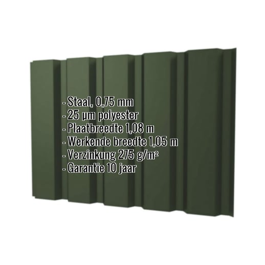 Damwandplaat T35M | Gevel | Staal 0,75 mm | 25 µm Polyester | 6020 - Chroomoxydegroen #2