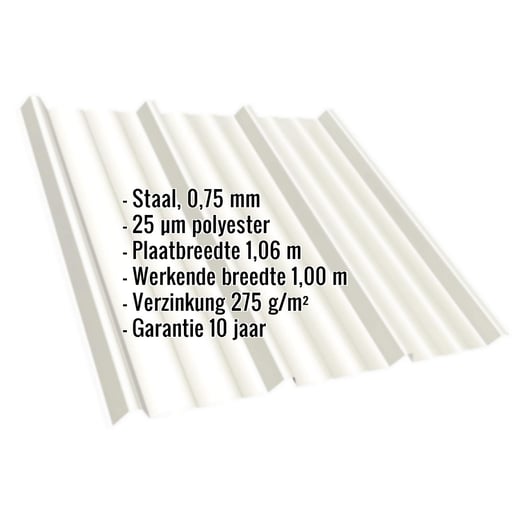 Damwandplaat T45/333M | Dak | Staal 0,75 mm | 25 µm Polyester | 9010 - Zuiverwit #2