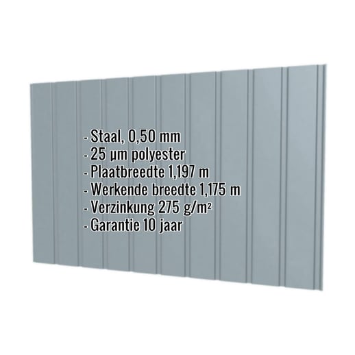 Damwandplaat T7M | Gevel | Staal 0,50 mm | 25 µm Polyester | 7000 - Pelsgrijs #2