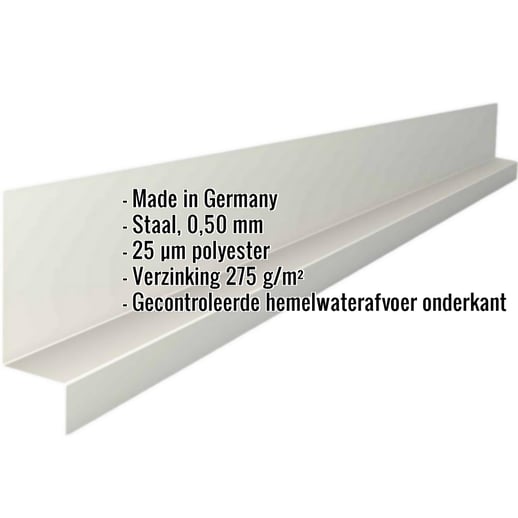 Dorpel | 130 x 40 x 30 x 2100 mm | 100° | Staal 0,50 mm | 25 µm Polyester | 9002 - Grijswit #2