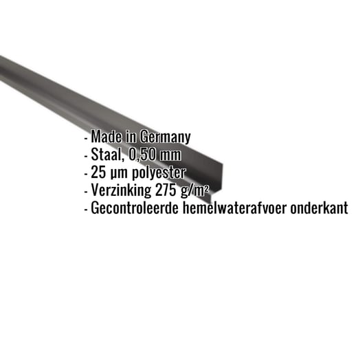 Dorpel | 5 x 2,5 x 2 cm | 100° | Staal 0,50 mm | 25 µm Polyester | 9005 - Gitzwart #2