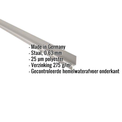 Dorpel | 5 x 2,5 x 2 cm | 100° | Staal 0,63 mm | 25 µm Polyester | 9002 - Grijswit #2