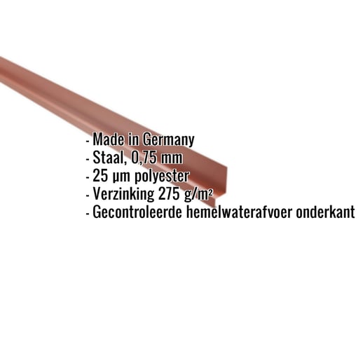 Dorpel | 5 x 2,5 x 2 cm | 100° | Staal 0,75 mm | 25 µm Polyester | 8004 - Koperbruin #2