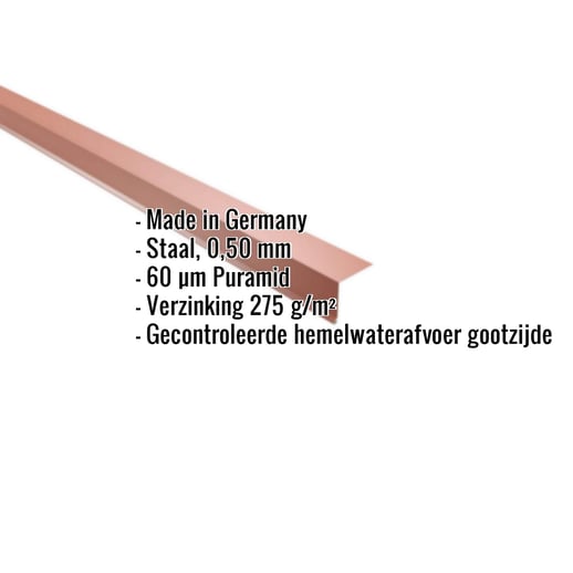 Druiplijst | 5 x 5 cm | 100° | Staal 0,50 mm | 60 µm Puramid | 8004 - Koperbruin #2