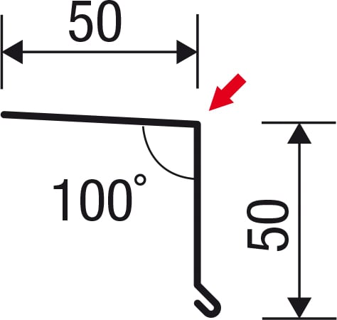 Druiplijst | 5 x 5 cm | 100° | Aluminium 0,70 mm | 25 µm Polyester | 9006 - Zilver-Metallic #5