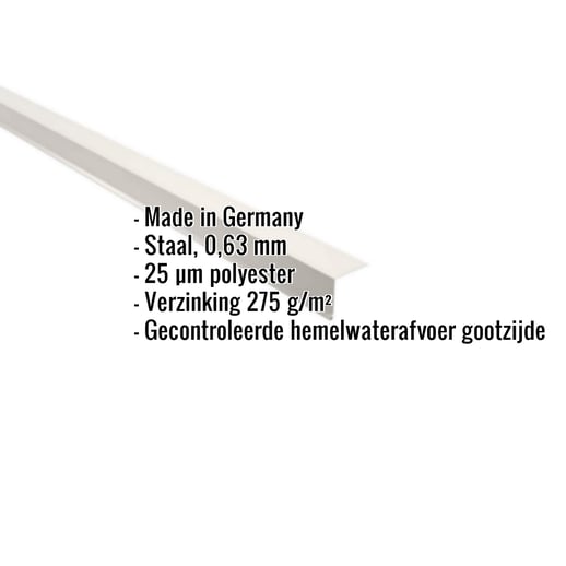 Druiplijst | 5 x 5 cm | 95° | Staal 0,63 mm | 25 µm Polyester | 9010 - Zuiverwit #2