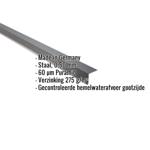 Druiplijst | 5 x 5 cm | 95° | Staal 0,50 mm | 60 µm Puramid | 7016 - Antracietgrijs #2