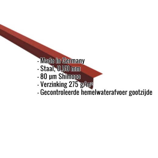 Druiplijst | 5 x 5 cm | 95° | Staal 0,50 mm | 80 µm Shimoco | 3009 - Oxyderood #2