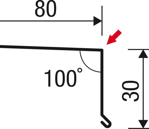 Druiplijst | 8 x 3 cm | 100° | Staal 0,75 mm | 25 µm Polyester | 8012 - Roodbruin #5