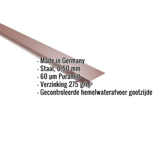 Druiplijst | 8 x 3 cm | 100° | Staal 0,50 mm | 60 µm Puramid | 6012 - Roodbruin #2