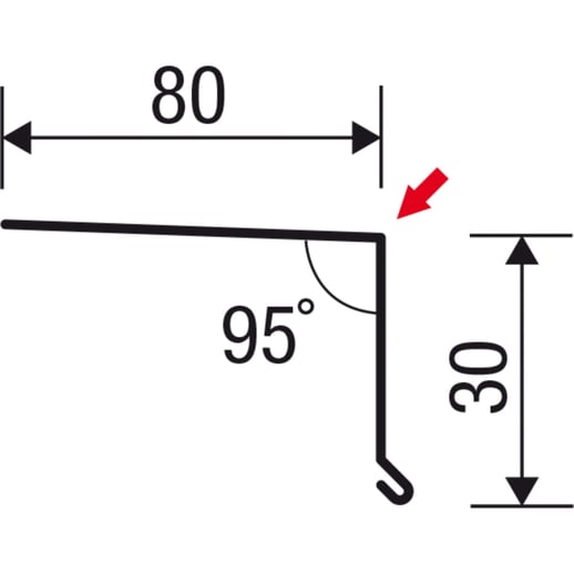 Druiplijst | 8 x 3 cm | 95° | Staal 0,50 mm | 25 µm Polyester | 3005 - Wijnrood #5
