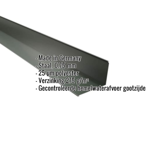 Druiplijst | 8 x 3 cm | 95° | Staal 0,75 mm | 25 µm Polyester | 6020 - Chroomoxydegroen #2