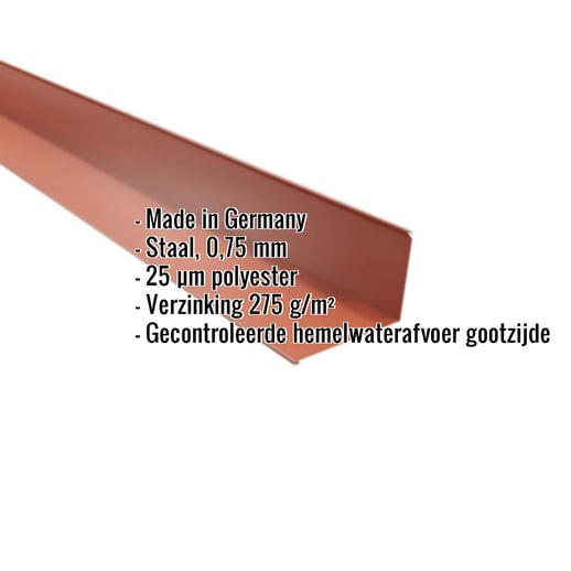 Druiplijst | 8 x 3 cm | 95° | Staal 0,75 mm | 25 µm Polyester | 8004 - Koperbruin #2