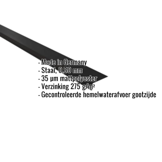 Druiplijst | 8 x 3 cm | 95° | Staal 0,50 mm | 35 µm Mattpolyester | 33 - Zwart #2