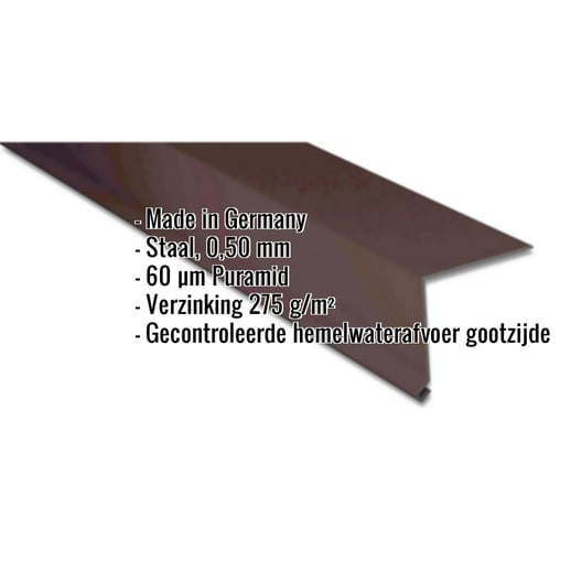 Druiplijst | 8 x 3 cm | 95° | Staal 0,50 mm | 60 µm Puramid | 6017 - Chocoladebruin #2