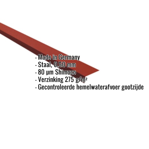 Druiplijst | 8 x 3 cm | 95° | Staal 0,50 mm | 80 µm Shimoco | 3009 - Oxyderood #2