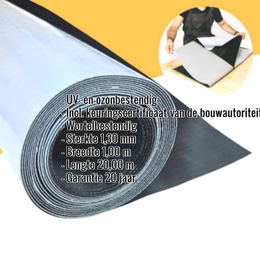 EPDM dakfolie Easystick | Zwart | 1,30 mm | Lengte 5,00 m x Breedte 0,50 m #2