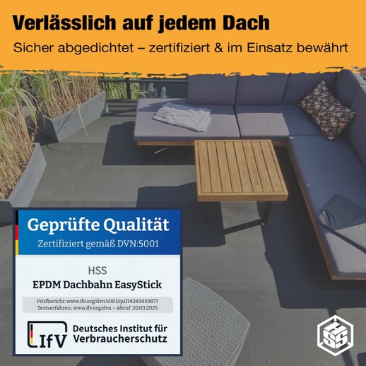 EPDM dakfolie Easystick | Zwart | 1,30 mm | Lengte 5,00 m x Breedte 0,50 m #7