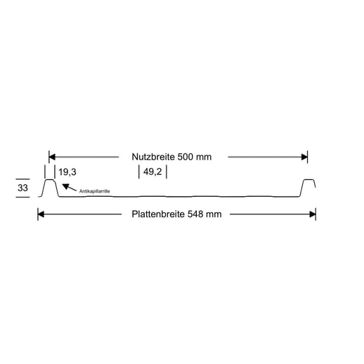 Felsplaat 33/500-LR | Dak | Anti-Drup 700 g/m² | Restpartij | Staal 0,40 mm | 25 µm Polyester | 7016 - Antracietgrijs #9