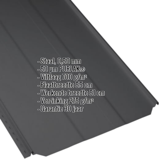 Felsplaat PD-510-S | Damwand | Anti-Drup 700 g/m² | Staal 0,50 mm | 50 µm PURLAK® | 9005 - Gitzwart #2