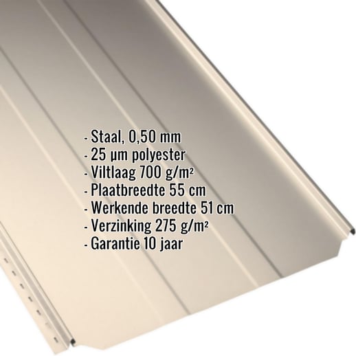 Felsplaat PD-510-S | Damwand | Anti-Drup 700 g/m² | Staal 0,50 mm | 25 µm Polyester | 1015 - Licht ivoorkleurig #2