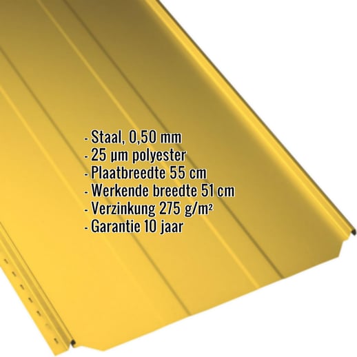 Felsplaat PD-510-S | Damwand | Staal 0,50 mm | 25 µm Polyester | 1021 - Koolzaadgeel #2