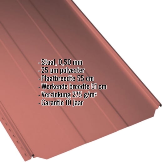 Felsplaat PD-510-S | Damwand | Staal 0,50 mm | 25 µm Polyester | 3016 - Koraalrood #2