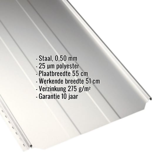 Felsplaat PD-510-S | Damwand | Staal 0,50 mm | 25 µm Polyester | 9010 - Zuiverwit #2
