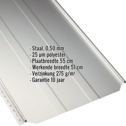 Felsplaat PD-510-S | Damwand | Staal 0,50 mm | 25 µm Polyester | 9002 - Grijswit #2