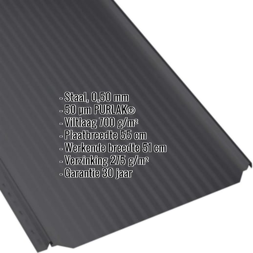 Felsplaat PD-510-S | Mikro | Anti-Drup 700 g/m² | Staal 0,50 mm | 50 µm PURLAK® | 9005 - Gitzwart #2