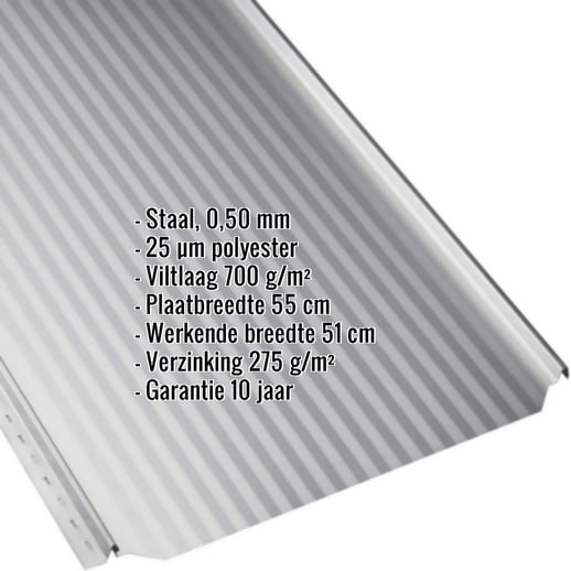 Felsplaat PD-510-S | Mikro | Anti-Drup 700 g/m² | Staal 0,50 mm | 25 µm Polyester | 7035 - Lichtgrijs #2