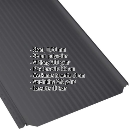Felsplaat PD-510-S | Mikro | Anti-Drup 700 g/m² | Staal 0,50 mm | 25 µm Polyester | 9005 - Gitzwart #2