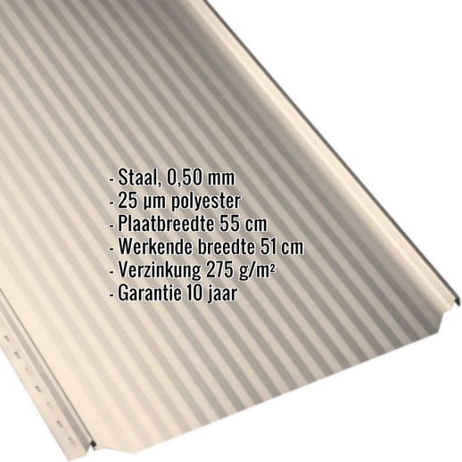 Felsplaat PD-510-S | Mikro | Staal 0,50 mm | 25 µm Polyester | 1015 - Licht ivoorkleurig #2