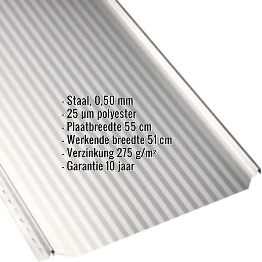Felsplaat PD-510-S | Mikro | Staal 0,50 mm | 25 µm Polyester | 9010 - Zuiverwit #2