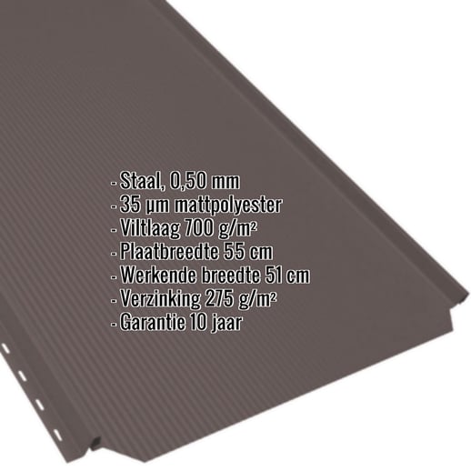 Felsplaat PD-510-S | Nano | Anti-Drup 700 g/m² | Staal 0,50 mm | 35 µm mattpolyester | 8017 - Chocoladebruin #2